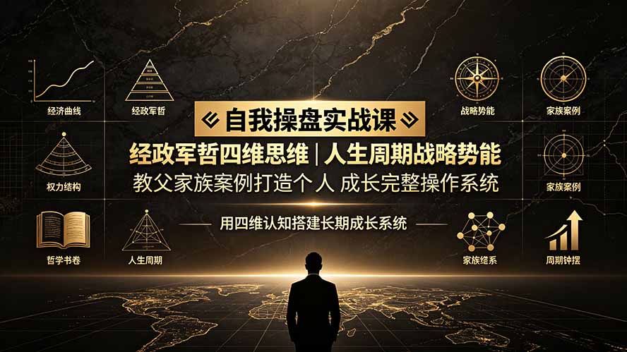 自我操盘实战课:经政军哲四维思维|人生周期战略势能|教父家族案例打造个人成长完整操作系统云学当下-创业资源网-知予轻创网-资源整合-互联网创业课程云学当下