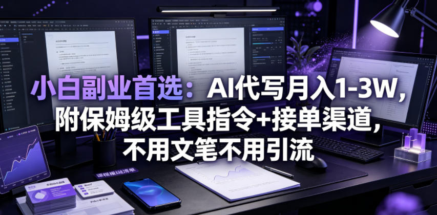 小白副业首选：AI代写月入1-3W，附保姆级工具指令+接单渠道，不用文笔不用引流【揭秘】云学当下-创业资源网-知予轻创网-资源整合-互联网创业课程云学当下