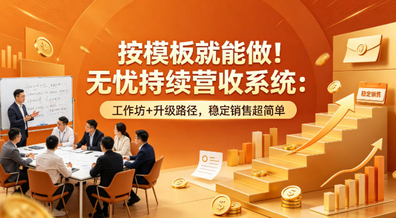 按模板就能做！无忧持续营收系统：工作坊+升级路径，稳定销售超简单【原创双语字幕】云学当下-创业资源网-知予轻创网-资源整合-互联网创业课程云学当下