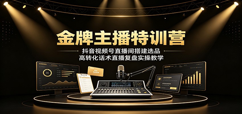 金牌主播特训营:抖音视频号直播间搭建选品,高转化话术直播复盘实操教学云学当下-创业资源网-知予轻创网-资源整合-互联网创业课程云学当下