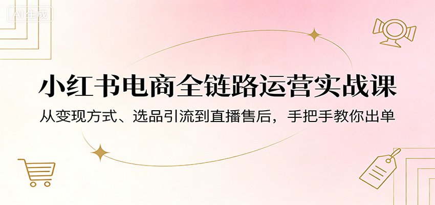 小红书电商全链路运营实战课：从变现方式、选品引流到直播售后，手把手教你出单-云学当下