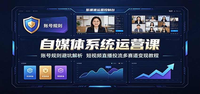 自媒体系统运营课：账号规则避坑解析，短视频直播投流多赛道变现教程云学当下-创业资源网-知予轻创网-资源整合-互联网创业课程云学当下