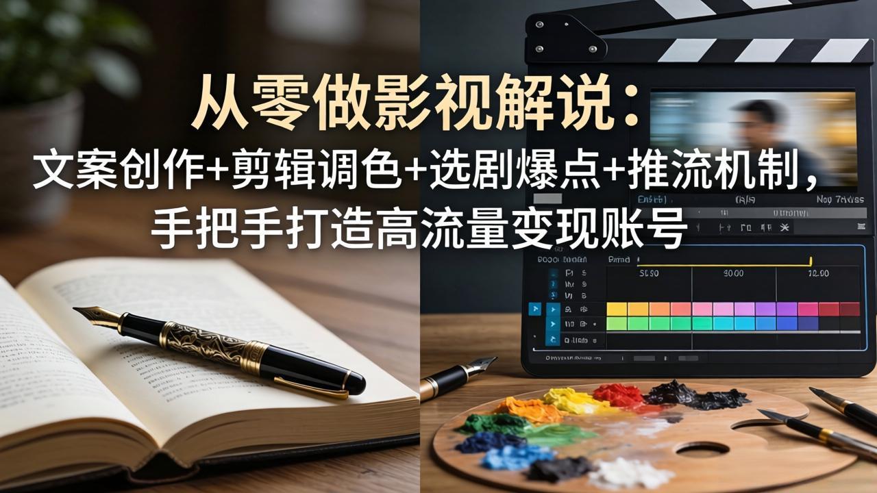 从零做影视解说:文案创作+剪辑调色+选剧爆点+推流机制,手把手打造高流量变现账号云学当下-创业资源网-知予轻创网-资源整合-互联网创业课程云学当下