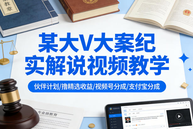 某大V大案纪实解说视频教学，可做伙伴计划、撸精选收益，视频号和支付宝分成计划均可-云学当下