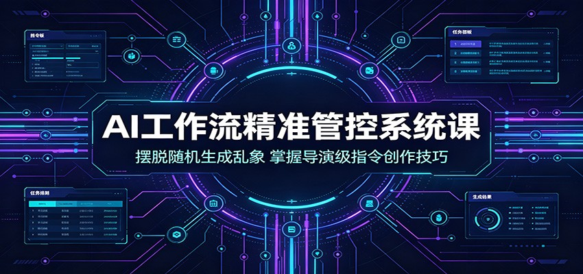 AI工作流精准管控系统课:摆脱随机生成乱象,掌握导演级指令创作技巧云学当下-创业资源网-知予轻创网-资源整合-互联网创业课程云学当下