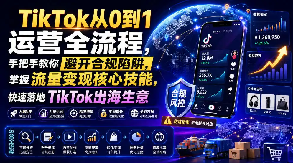 TikTok从0到1运营全流程，手把手教你避开合规陷阱，掌握流量变现核心技能，快速落地TikTok出海生意(更新8月)云学当下-创业资源网-知予轻创网-资源整合-互联网创业课程云学当下