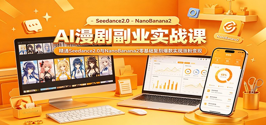 AI漫剧副业实战课:精通Seedance2.0与NanoBanana2零基础复刻爆款实现涨粉变现云学当下-创业资源网-知予轻创网-资源整合-互联网创业课程云学当下