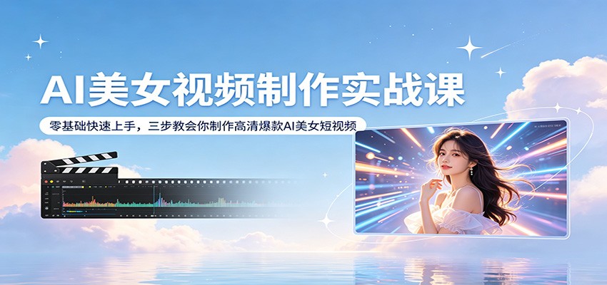 AI美女视频制作实战课：零基础快速上手，三步教会你制作高清爆款AI美女短视频云学当下-创业资源网-知予轻创网-资源整合-互联网创业课程云学当下