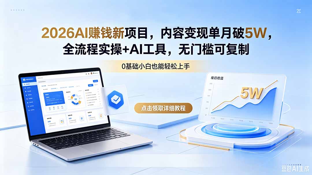 2026AI赚钱新项目,内容变现单月破5W,全流程实操+AI工具,无门槛可复制云学当下-创业资源网-知予轻创网-资源整合-互联网创业课程云学当下