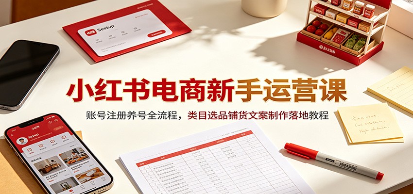 小红书电商新手运营课:账号注册养号全流程,类目选品铺货文案制作落地教程云学当下-创业资源网-知予轻创网-资源整合-互联网创业课程云学当下