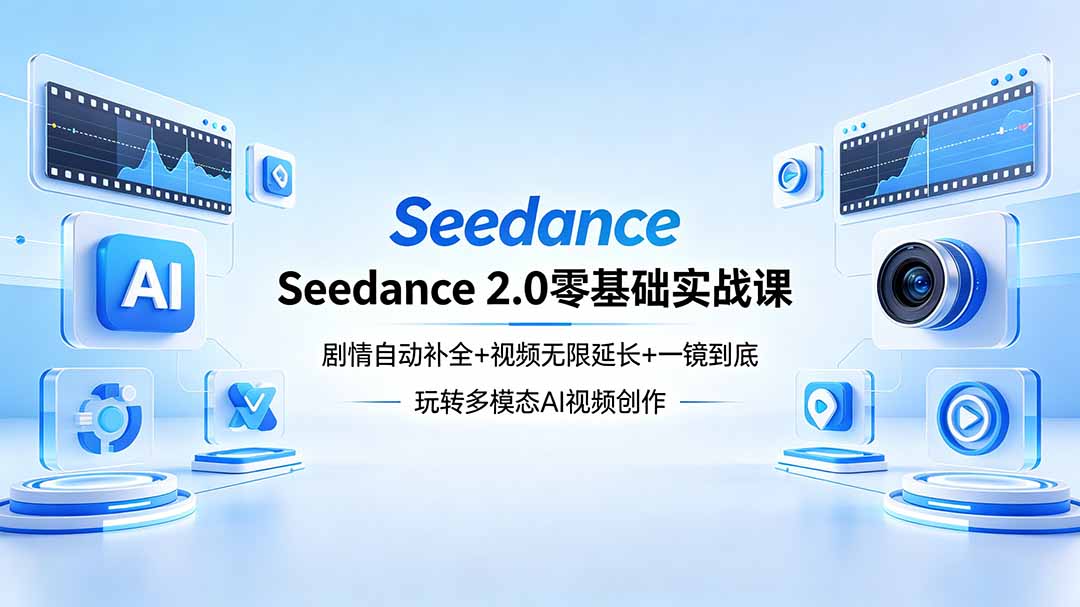 Seedance 2.0零基础实战课：剧情自动补全+视频无限延长+一镜到底：玩转多模态AI视频创作云学当下-创业资源网-知予轻创网-资源整合-互联网创业课程云学当下