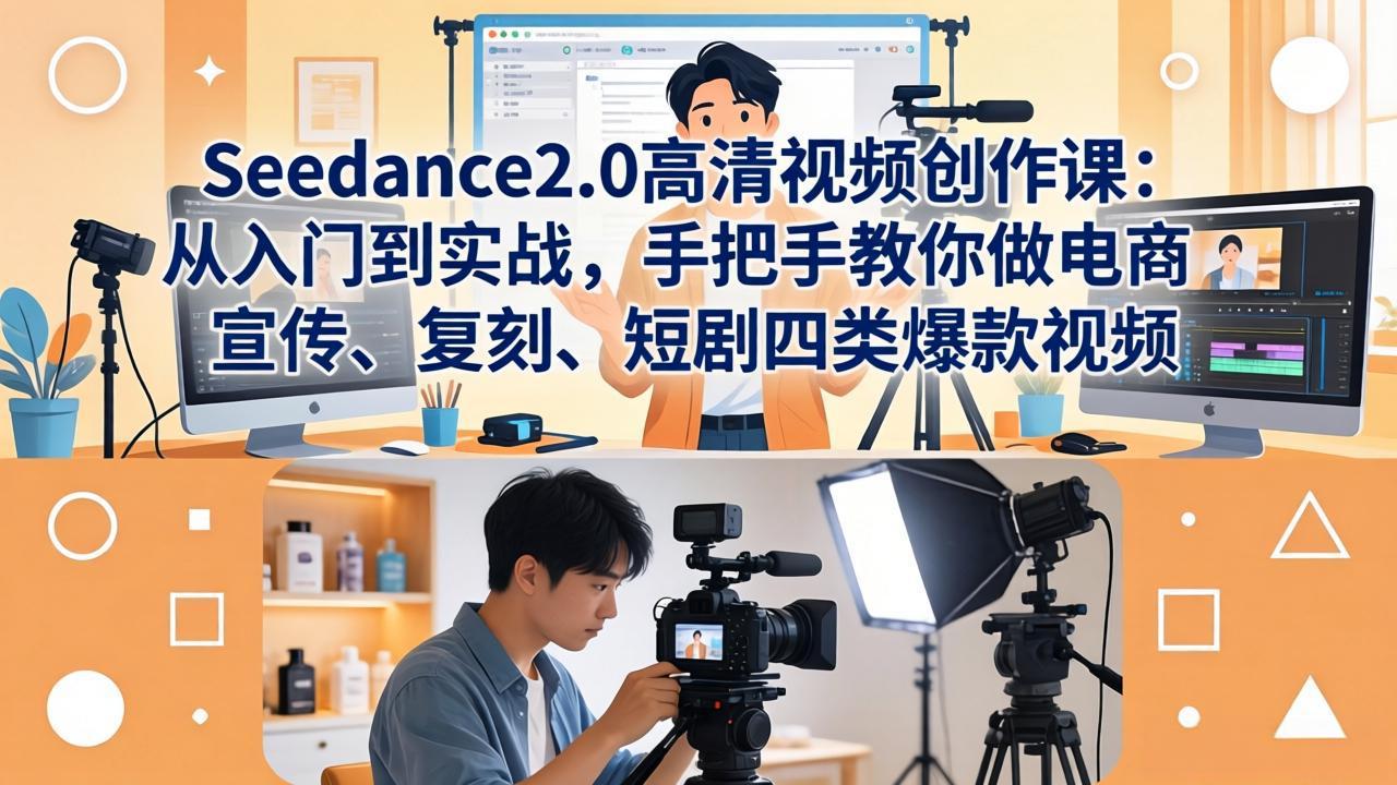 Seedance2.0高清视频创作课：从入门到实战，手把手教你做电商、宣传、复刻、短剧四类爆款视频云学当下-创业资源网-知予轻创网-资源整合-互联网创业课程云学当下