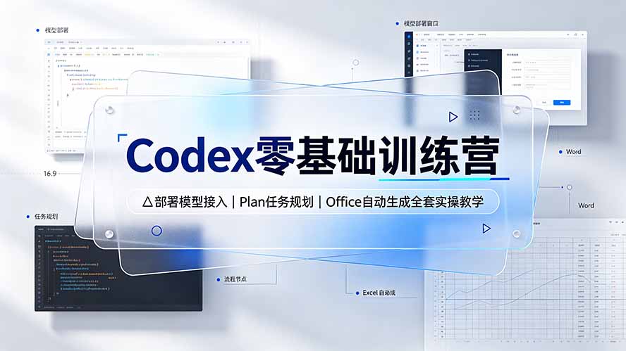 Codex零基础训练营:部署模型接入|Plan任务规划|Office自动生成全套实操教学云学当下-创业资源网-知予轻创网-资源整合-互联网创业课程云学当下