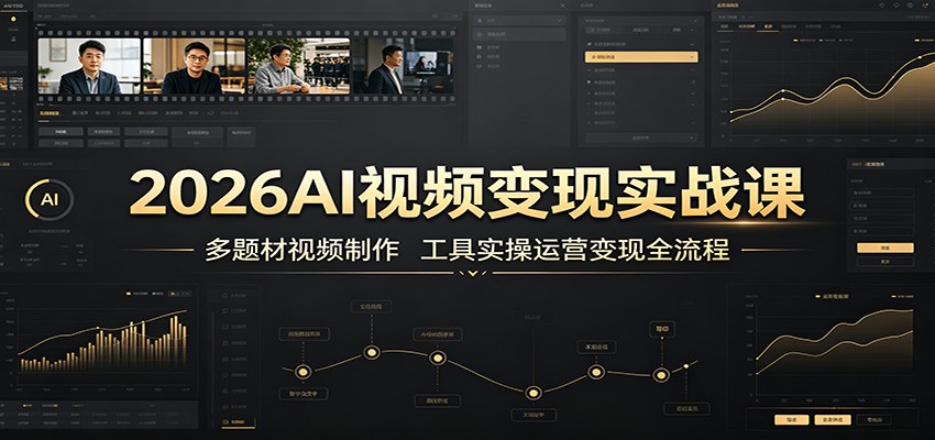 2026AI视频变现实战课:多题材视频制作,工具实操运营变现全流程云学当下-创业资源网-知予轻创网-资源整合-互联网创业课程云学当下