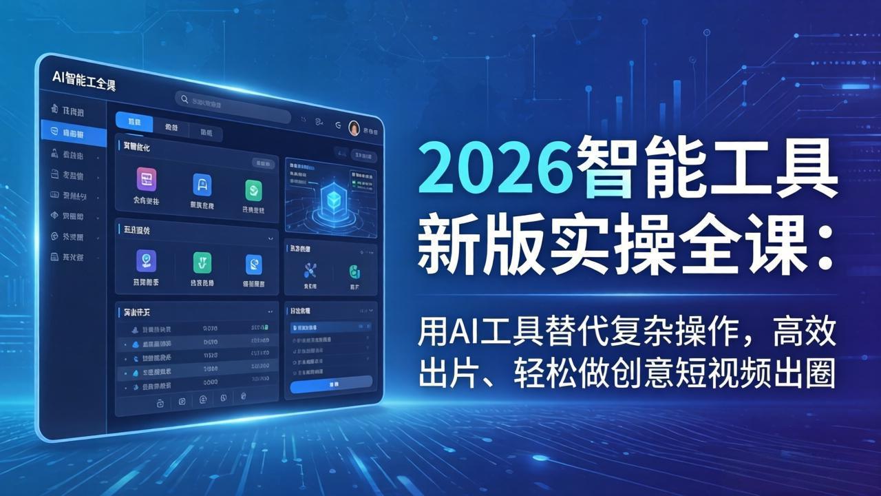 2026智能工具新版实操全课：用AI工具替代复杂操作，高效出片、轻松做创意短视频出圈云学当下-创业资源网-知予轻创网-资源整合-互联网创业课程云学当下