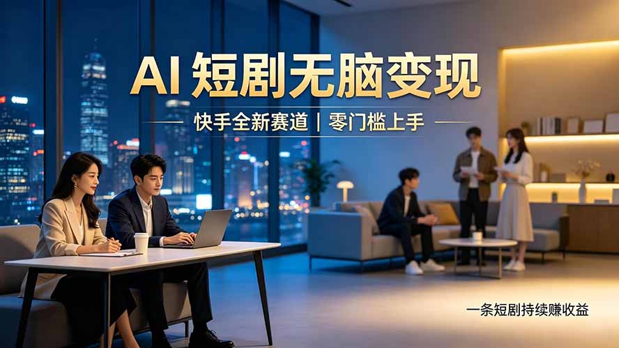 别乱找副业了，快手 AI 短剧零门槛长久被动增收云学当下-创业资源网-知予轻创网-资源整合-互联网创业课程云学当下