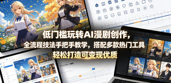 低门槛玩转AI漫剧创作，全流程技法手把手教学，搭配多款热门工具，轻松打造可变现优质作品云学当下-创业资源网-知予轻创网-资源整合-互联网创业课程云学当下
