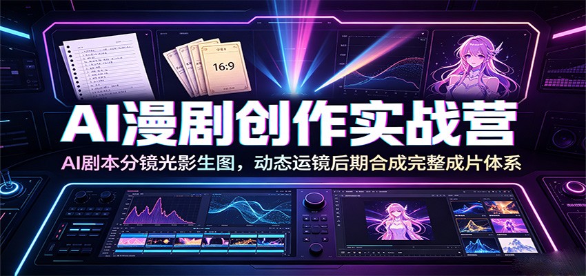 AI漫剧创作实战营:AI剧本分镜光影生图,动态运镜后期合成完整成片体系云学当下-创业资源网-知予轻创网-资源整合-互联网创业课程云学当下