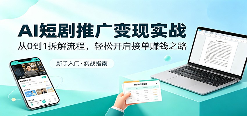 AI短剧推广变现实战：从0到1拆解流程，轻松开启接单赚钱之路云学当下-创业资源网-知予轻创网-资源整合-互联网创业课程云学当下