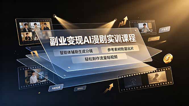 副业变现AI漫剧实训课程，智能体辅助生成分镜，参考素材批量出片，轻松制作流量短视频云学当下-创业资源网-知予轻创网-资源整合-互联网创业课程云学当下
