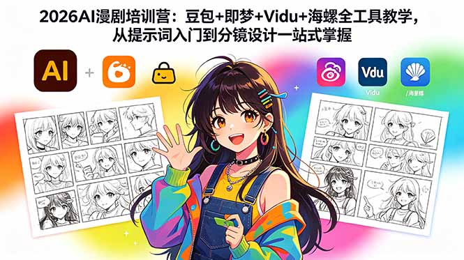 2026AI漫剧培训营：豆包+即梦+Vidu+海螺全工具教学，从提示词入门到分镜设计一站式掌握云学当下-创业资源网-知予轻创网-资源整合-互联网创业课程云学当下