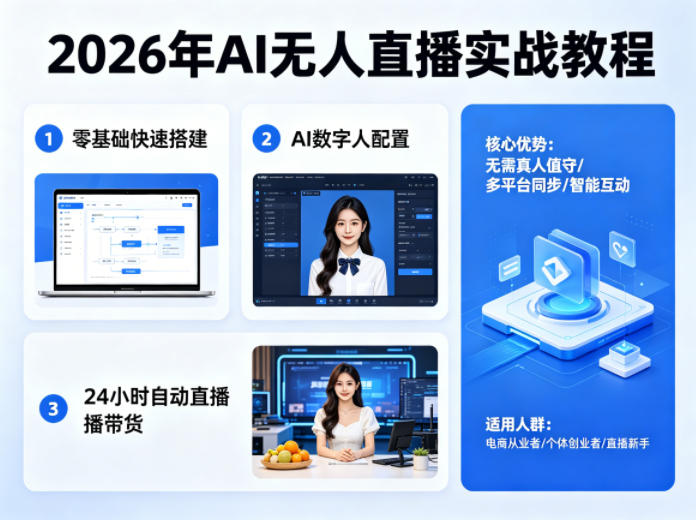 2026年AI无人直播实战教程，零基础也能快速搭建AI数字人无人直播间，实现24小时自动直播带货云学当下-创业资源网-知予轻创网-资源整合-互联网创业课程云学当下