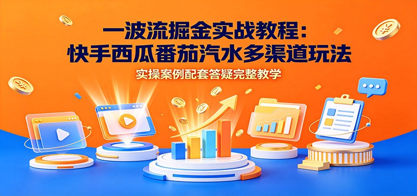 一波流掘金实战教程:快手西瓜番茄汽水多渠道玩法,实操案例配套答疑完整教学云学当下-创业资源网-知予轻创网-资源整合-互联网创业课程云学当下
