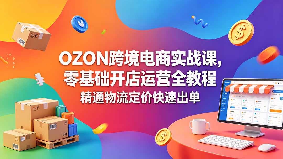 OZON 跨境电商实战课，零基础开店运营全教程，精通物流定价快速出单云学当下-创业资源网-知予轻创网-资源整合-互联网创业课程云学当下