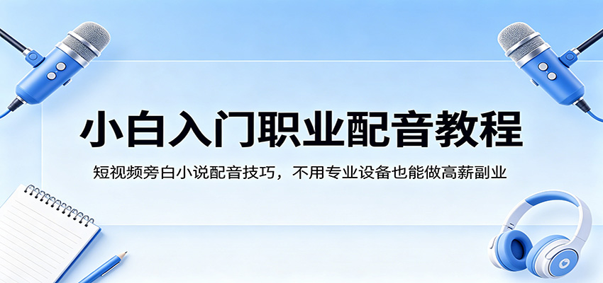 小白入门职业配音教程，短视频旁白小说配音技巧，不用专业设备也能做高薪副业云学当下-创业资源网-知予轻创网-资源整合-互联网创业课程云学当下