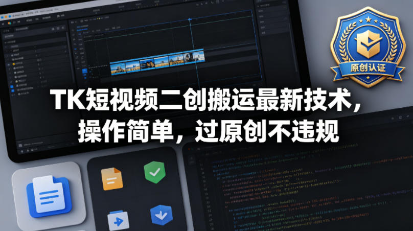 TK短视频二创搬运最新技术，操作简单，过原创不违规云学当下-创业资源网-知予轻创网-资源整合-互联网创业课程云学当下