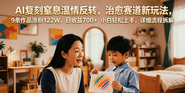 AI复刻窒息温情反转,治愈赛道新玩法,9条作品涨粉122W,日收益700+ 小白轻松上手,详细流程拆解云学当下-创业资源网-知予轻创网-资源整合-互联网创业课程云学当下