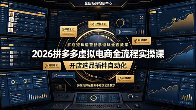 2026拼多多虚拟电商全流程实操课，开店选品插件自动化，多店矩阵运营新手避坑全套教学云学当下-创业资源网-知予轻创网-资源整合-互联网创业课程云学当下