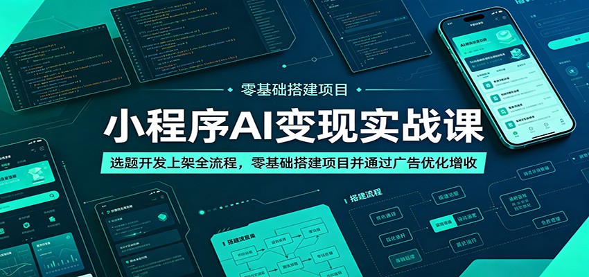 小程序AI变现实战课:选题开发上架全流程,零基础搭建项目并通过广告优化增收云学当下-创业资源网-知予轻创网-资源整合-互联网创业课程云学当下