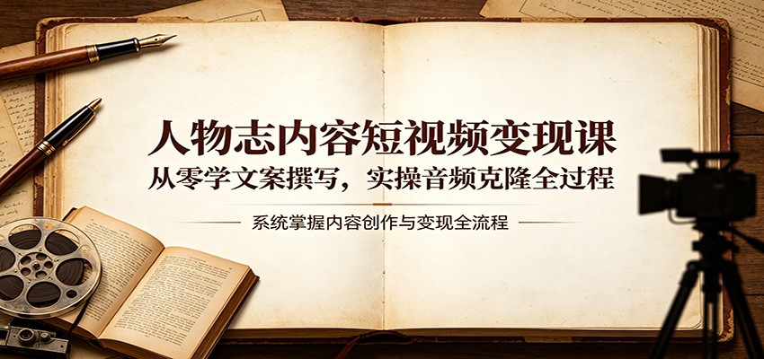 人物志内容短视频变现课：从零学文案撰写，实操音频克隆全过程云学当下-创业资源网-知予轻创网-资源整合-互联网创业课程云学当下
