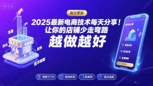 2026最新电商技术每天分享，让你的店铺少走弯路，越做越好(更新26年04月)云学当下-创业资源网-知予轻创网-资源整合-互联网创业课程云学当下