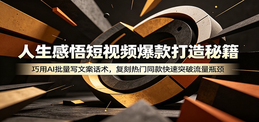 人生感悟短视频爆款打造秘籍:巧用A 批量写文案话术,复刻热门同款快速突破流量瓶颈云学当下-创业资源网-知予轻创网-资源整合-互联网创业课程云学当下