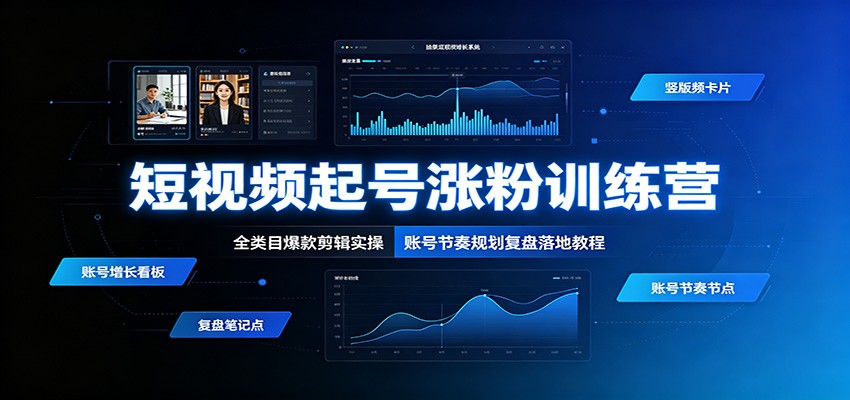 短视频起号涨粉训练营:全类目爆款剪辑实操,账号节奏规划复盘落地教程云学当下-创业资源网-知予轻创网-资源整合-互联网创业课程云学当下
