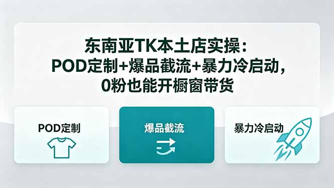 东南亚TK本土店实操-5月更新:POD定制+爆品截流+暴力冷启动,0粉也能开橱窗带货云学当下-创业资源网-知予轻创网-资源整合-互联网创业课程云学当下