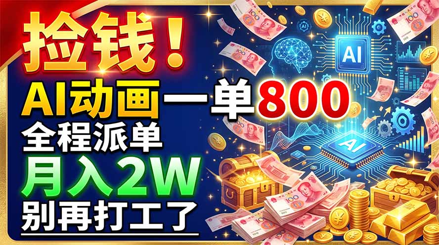 捡钱！AI动画一单800，全程派单，月入2W，别再打工了云学当下-创业资源网-知予轻创网-资源整合-互联网创业课程云学当下