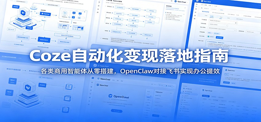 Coze自动化变现落地指南：各类商用智能体从零搭建，OpenClaw对接飞书实现办公提效云学当下-创业资源网-知予轻创网-资源整合-互联网创业课程云学当下