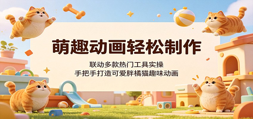 萌趣动画轻松制作，联动多款热门工具实操，手把手打造可爱胖橘猫趣味动画云学当下-创业资源网-知予轻创网-资源整合-互联网创业课程云学当下