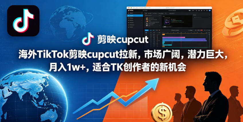 海外TikTok剪映cupcut拉新,市场广阔,潜力巨大,月入1w+,适合TK创作者的新机会云学当下-创业资源网-知予轻创网-资源整合-互联网创业课程云学当下