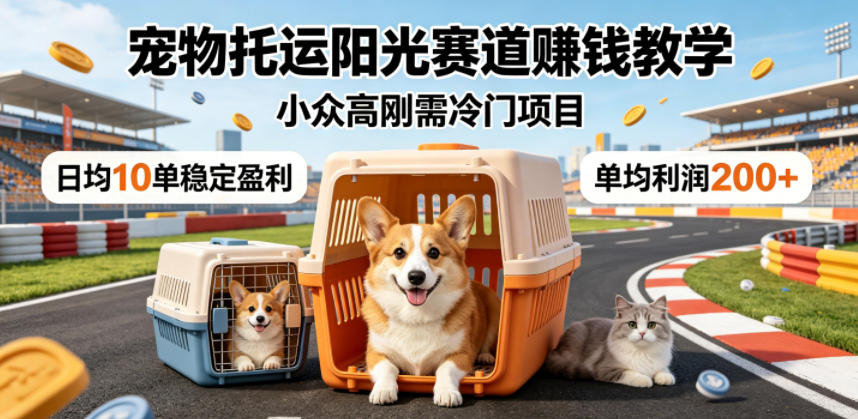宠物托运阳光赛道賺钱教学，小众高刚需冷门项目，日均10单稳定盈利，单均利润200+云学当下-创业资源网-知予轻创网-资源整合-互联网创业课程云学当下