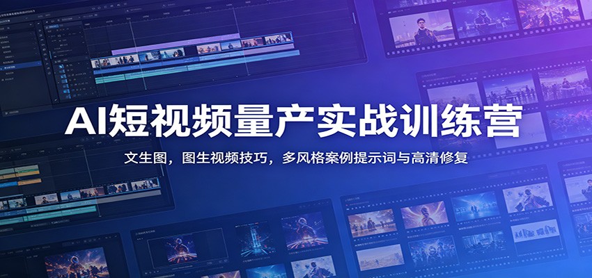 AI短视频量产实战训练营：文生图，图生视频技巧，多风格案例提示词与高清修复云学当下-创业资源网-知予轻创网-资源整合-互联网创业课程云学当下