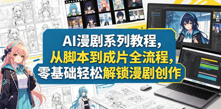 AI漫剧系列教程，从脚本到成片全流程，零基础轻松解锁漫剧创作云学当下-创业资源网-知予轻创网-资源整合-互联网创业课程云学当下