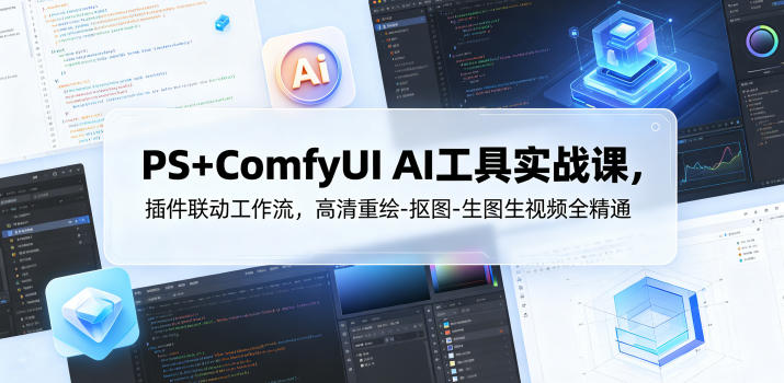 PS+ComfyUI AI工具实战课，插件联动工作流，高清重绘-抠图-生图生视频全精通云学当下-创业资源网-知予轻创网-资源整合-互联网创业课程云学当下