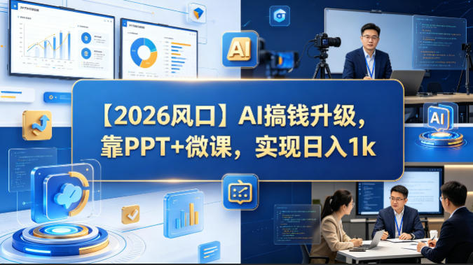 【2026风口】AI搞钱升级，靠PPT+微课，实现日入1k云学当下-创业资源网-知予轻创网-资源整合-互联网创业课程云学当下