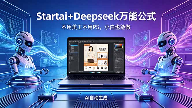AI自动做电商详情页：Startai+Deepseek万能公式，不用美工不用PS，小白也能做云学当下-创业资源网-知予轻创网-资源整合-互联网创业课程云学当下